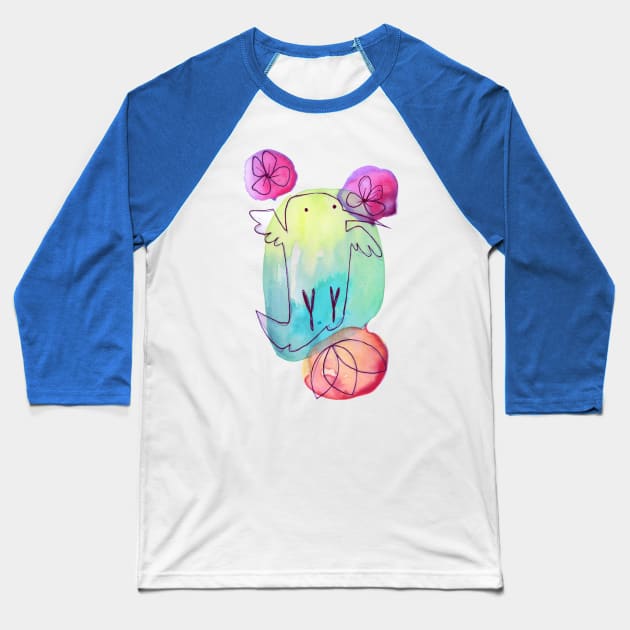 Hummingbird with Flowers Watercolor Baseball T-Shirt by saradaboru